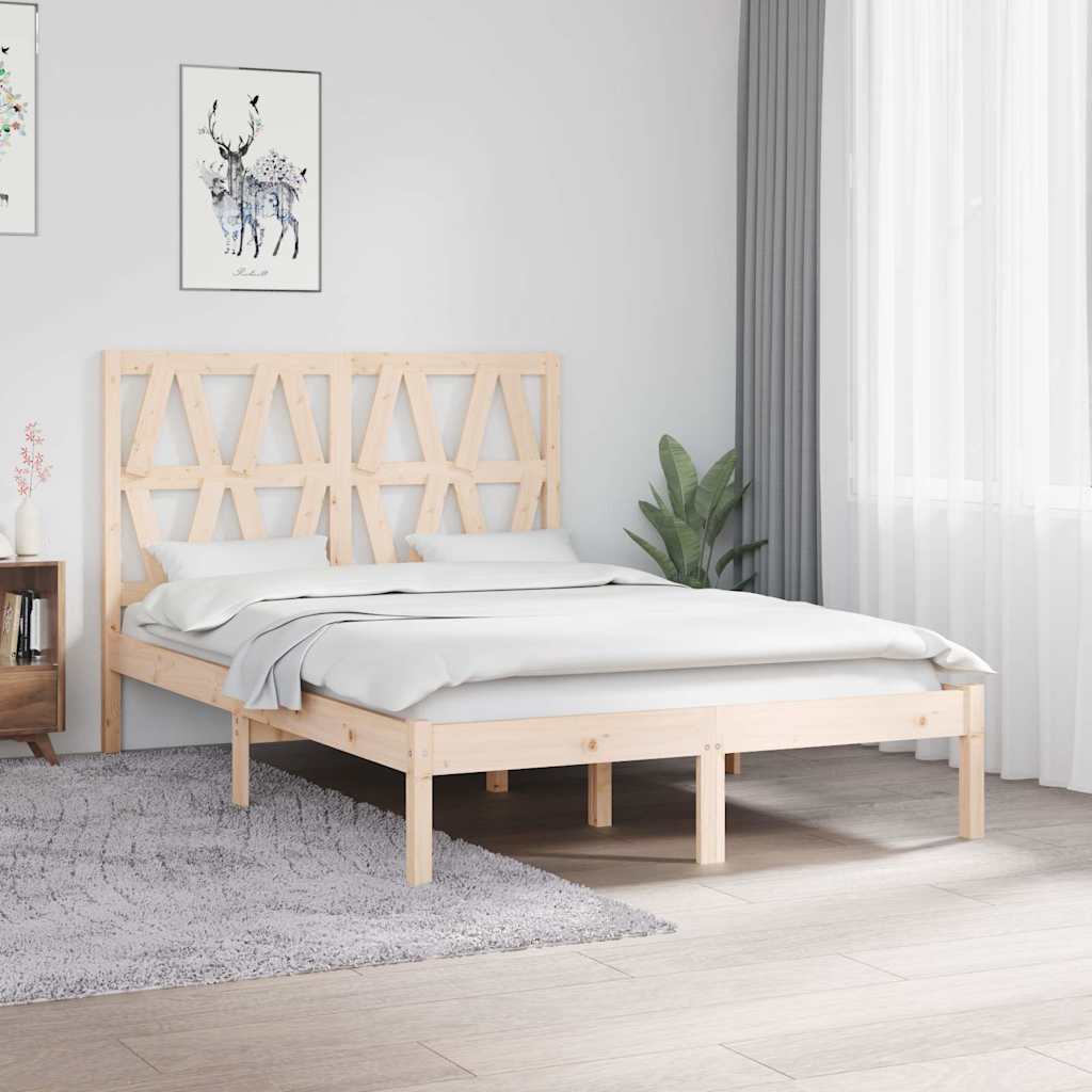 Bed Frame without Mattress Solid Wood Length 200 cm Natural 120 cm