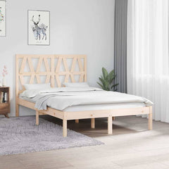 Bed Frame without Mattress Solid Wood Length 200 cm Natural 120 cm