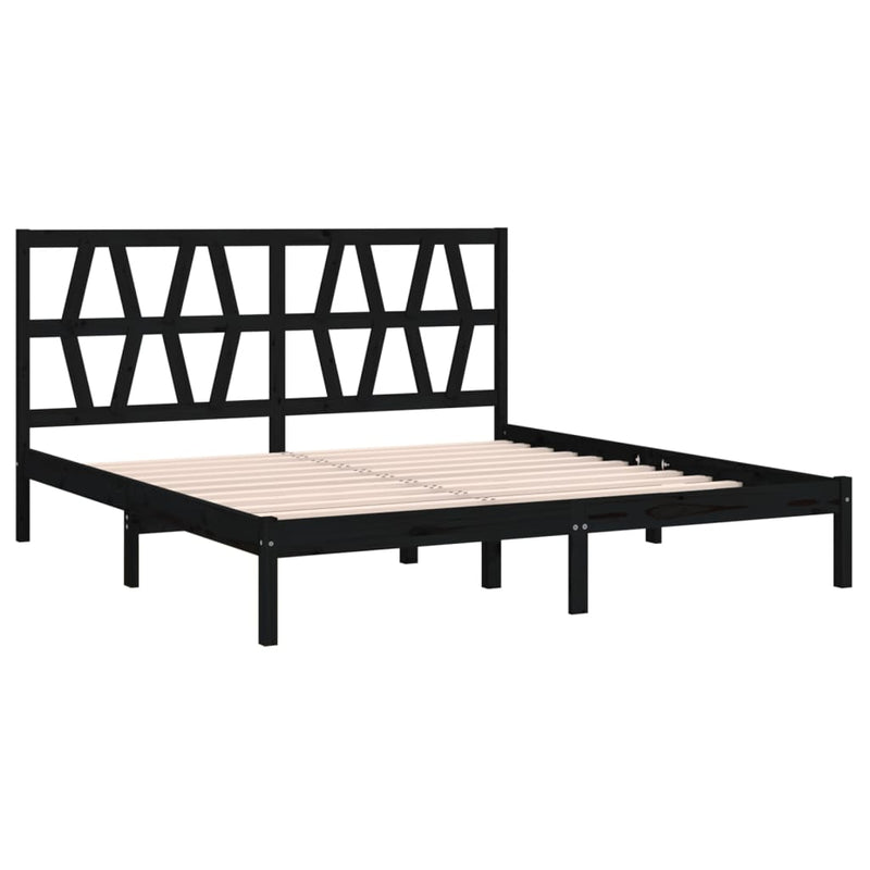 Bed Frame Black Solid Wood Pine 180x200 cm Super King Size