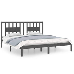 vidaXL Bed Frame without Mattress Grey Solid Wood 200x200 cm 2