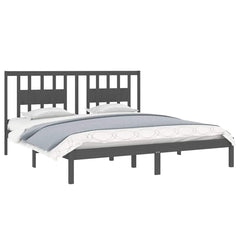 vidaXL Bed Frame without Mattress Grey Solid Wood 200x200 cm 3