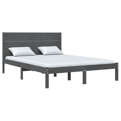 Bed Frame Grey Solid Wood 150x200 cm King Size