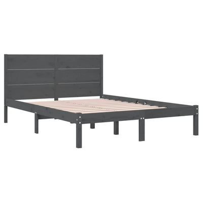 Bed Frame Grey Solid Wood 150x200 cm King Size