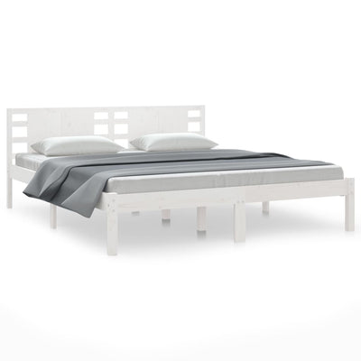 Bed Frame White Solid Wood 180x200 cm Super King Size