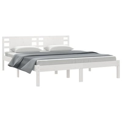 Bed Frame White Solid Wood 180x200 cm Super King Size