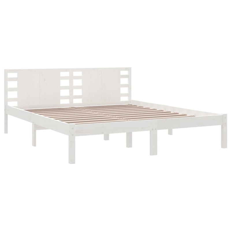 Bed Frame White Solid Wood 180x200 cm Super King Size