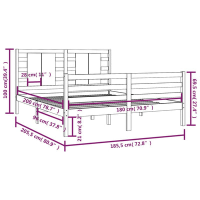 Bed Frame Solid Wood Pine 180x200 cm Super King Size