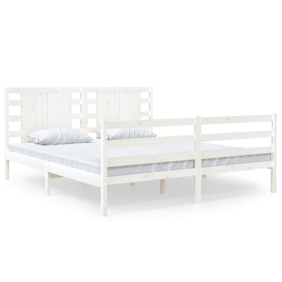 Bed Frame White Solid Wood Pine 180x200 cm Super King Size