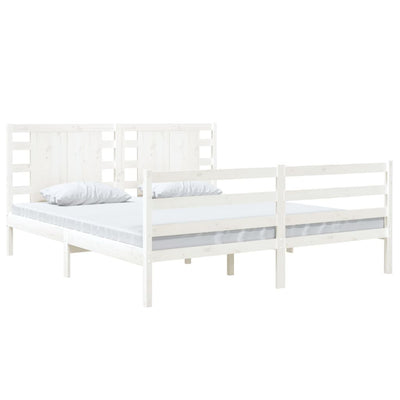 Bed Frame White Solid Wood Pine 180x200 cm Super King Size