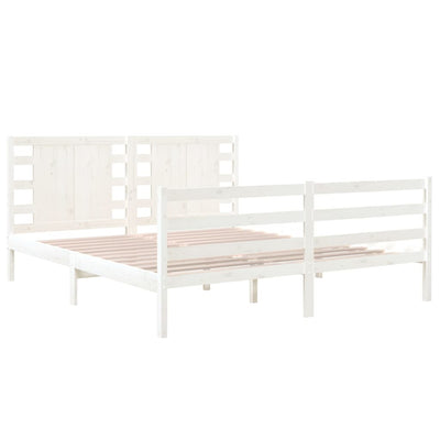 Bed Frame White Solid Wood Pine 180x200 cm Super King Size