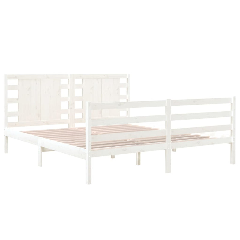 Bed Frame White Solid Wood Pine 180x200 cm Super King Size