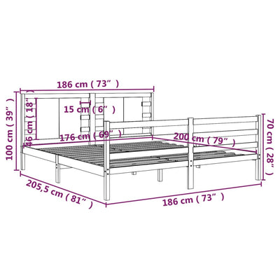 Bed Frame White Solid Wood Pine 180x200 cm Super King Size