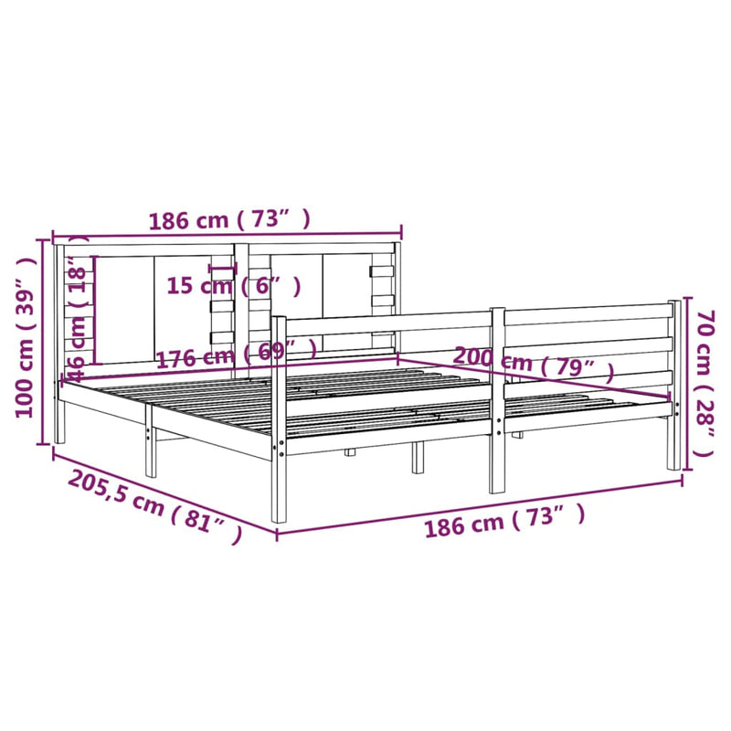 Bed Frame White Solid Wood Pine 180x200 cm Super King Size