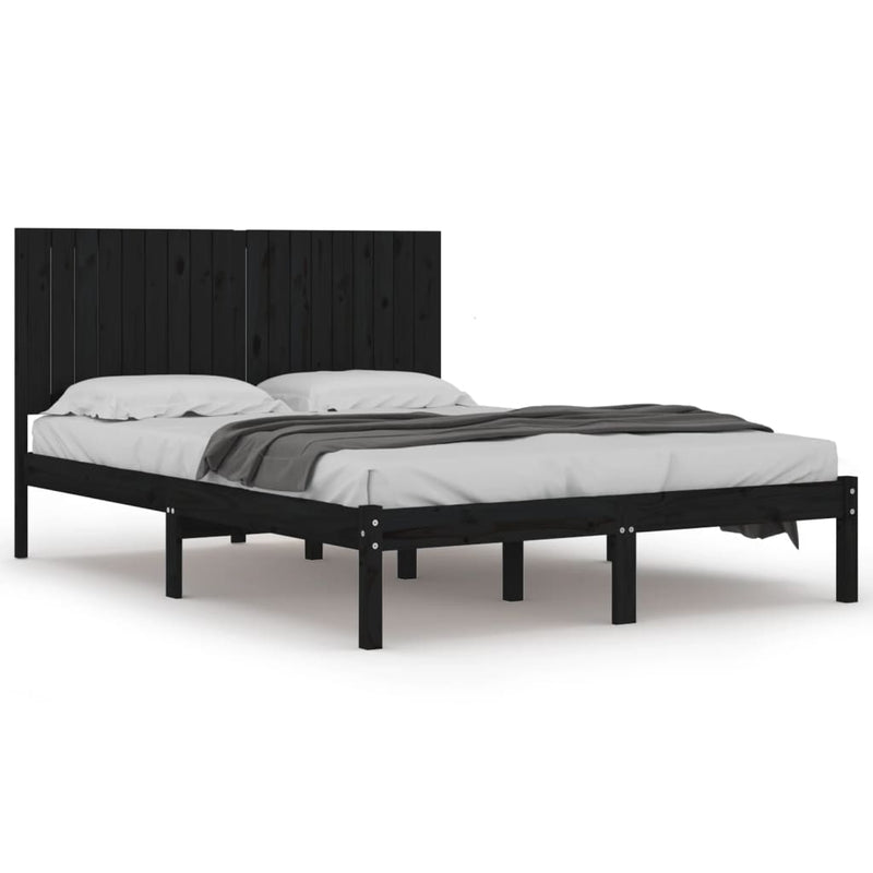 Bed Frame Black Solid Wood 180x200 cm Super King Size