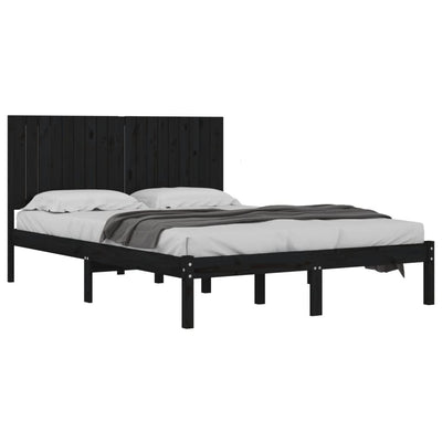 Bed Frame Black Solid Wood 180x200 cm Super King Size