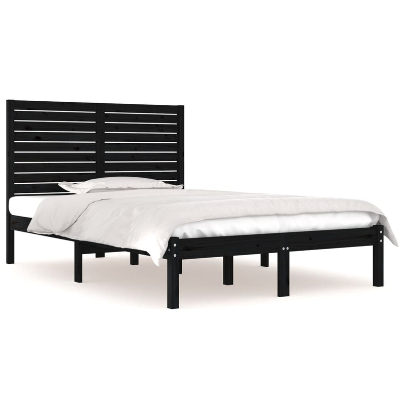 Bed Frame Black Solid Wood 120x190 cm Small Double