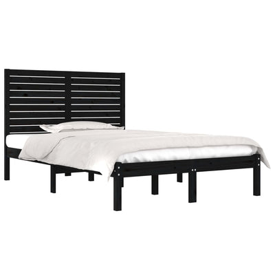 Bed Frame Black Solid Wood 120x190 cm Small Double