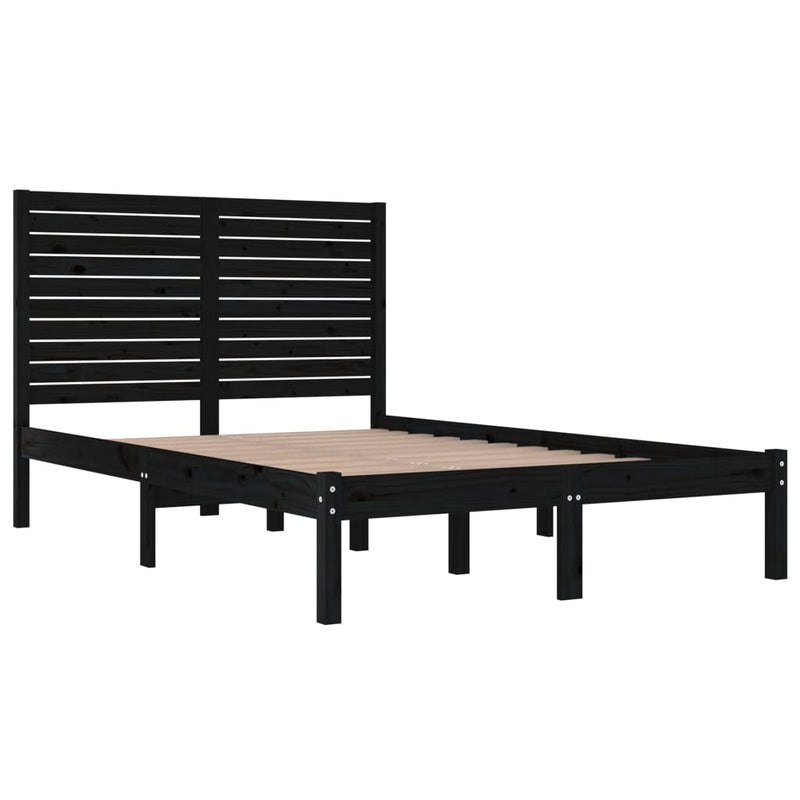 Bed Frame Black Solid Wood 120x190 cm Small Double