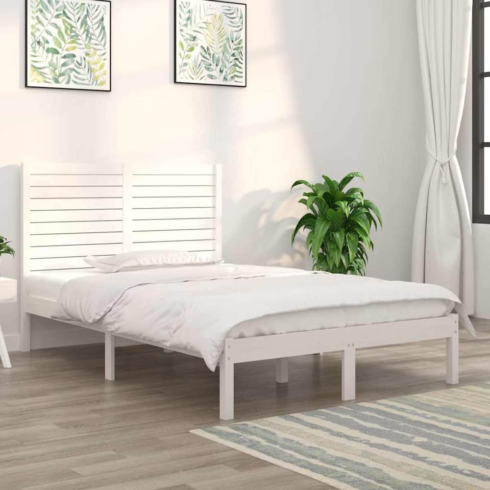 vidaXL Bed Frame without Mattress White 135x190 cm Solid Wood 1