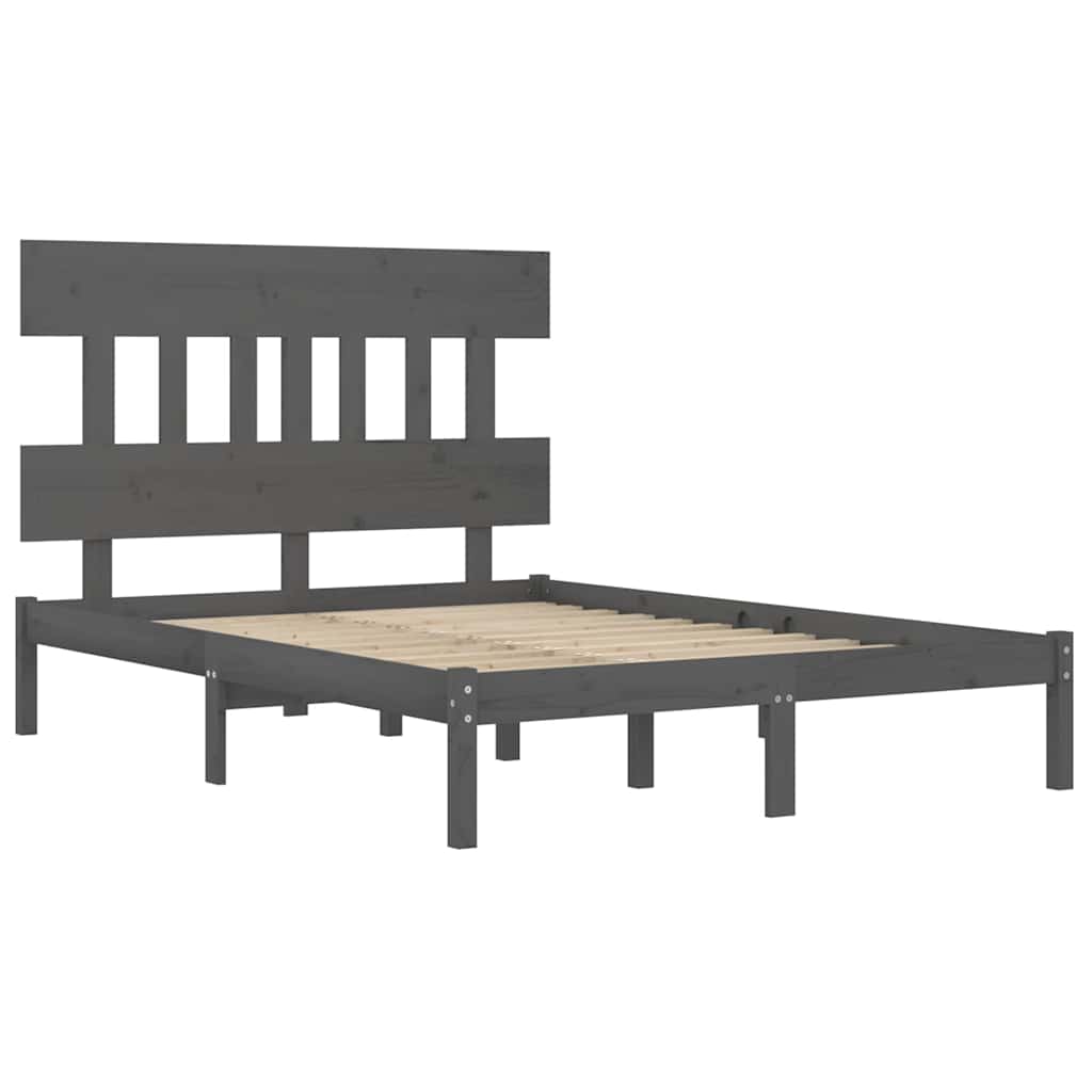 vidaXL Bed Frame without Mattress Grey 200x200 cm Solid Wood 4