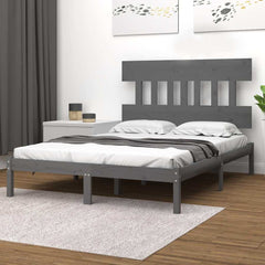 vidaXL Bed Frame without Mattress Grey 200x200 cm Solid Wood 1