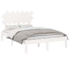vidaXL Bed Frame without Mattress White 135x190 cm Solid Wood 3