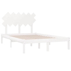 vidaXL Bed Frame without Mattress White 135x190 cm Solid Wood 4