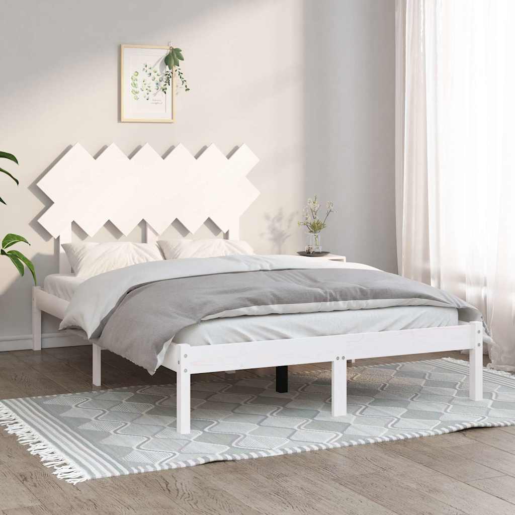 vidaXL Bed Frame without Mattress White 135x190 cm Solid Wood 1