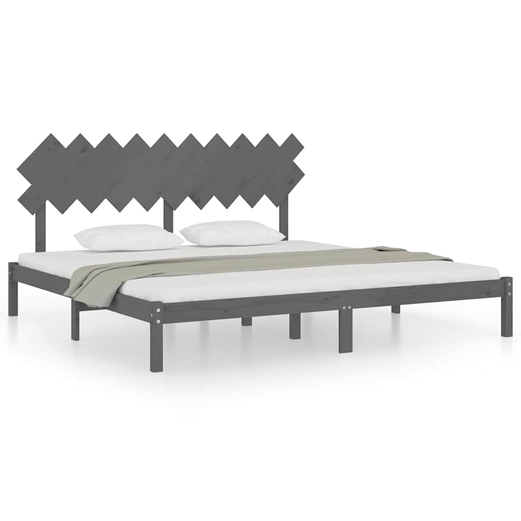 vidaXL Bed Frame without Mattress Grey 200x200 cm Solid Wood 2