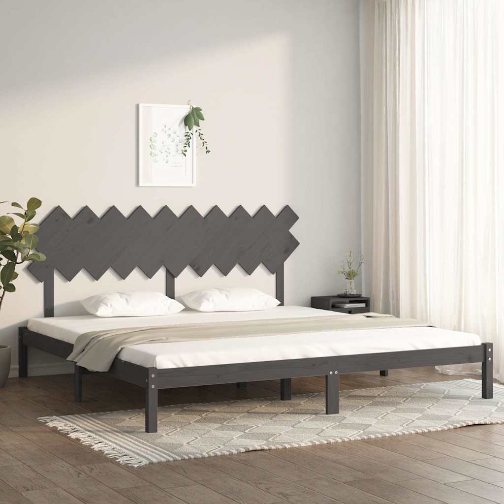 vidaXL Bed Frame without Mattress Grey 200x200 cm Solid Wood 1