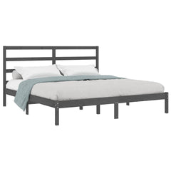 vidaXL Bed Frame without Mattress Grey 200x200 cm Solid Wood Pine 3