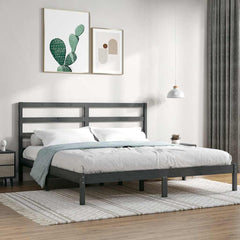 vidaXL Bed Frame without Mattress Grey 200x200 cm Solid Wood Pine 1