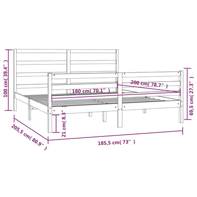 Bed Frame Solid Wood Pine 180x200 cm Super King Size