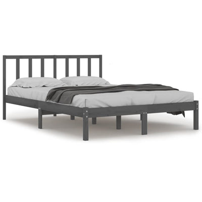 Bed Frame Grey Solid Wood Pine 140x190 cm