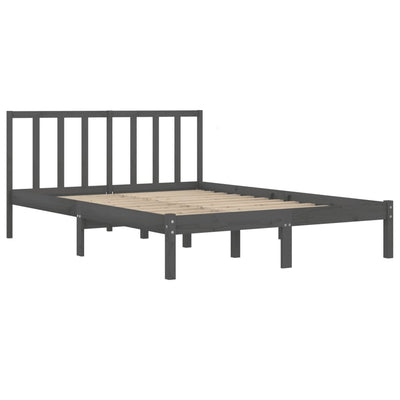 Bed Frame Grey Solid Wood Pine 140x190 cm