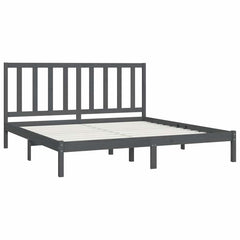 vidaXL Bed Frame without Mattress Grey Solid Wood Pine 200x200 cm 4