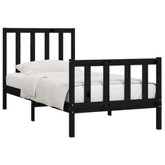 vidaXL Bed Frame without Mattress Black 75x190 cm Solid Wood 3