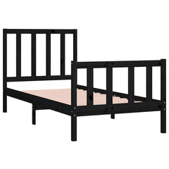 vidaXL Bed Frame without Mattress Black 75x190 cm Solid Wood 4