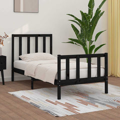 vidaXL Bed Frame without Mattress Black 75x190 cm Solid Wood 1