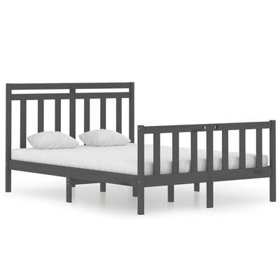 Bed Frame Grey Solid Wood 140x190 cm