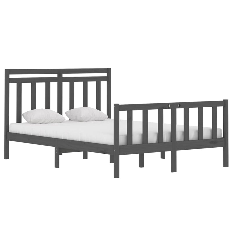 Bed Frame Grey Solid Wood 140x190 cm