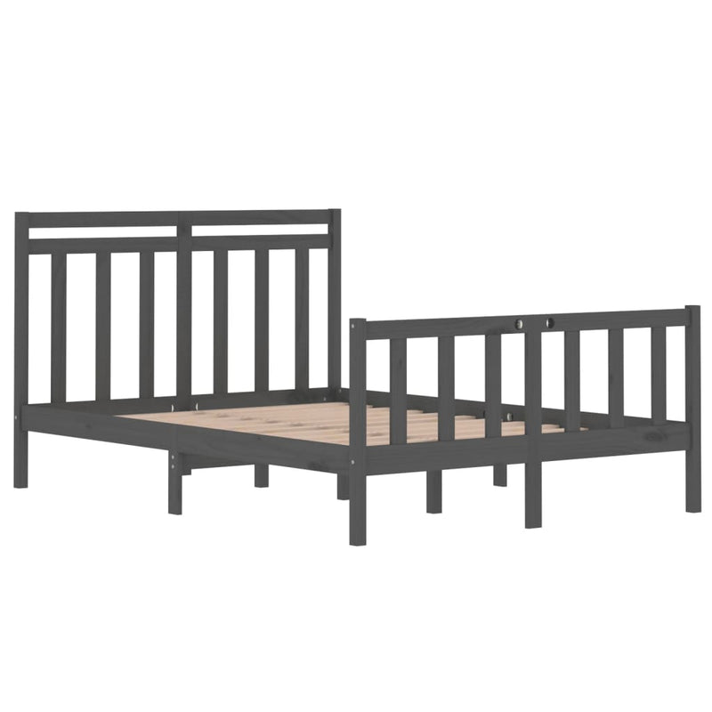 Bed Frame Grey Solid Wood 140x190 cm