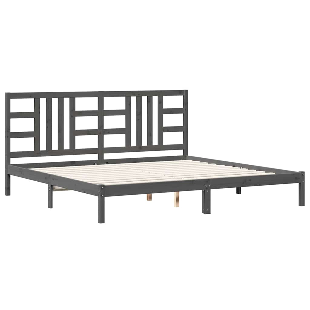 vidaXL Bed Frame without Mattress Grey 200x200 cm Solid Wood 2