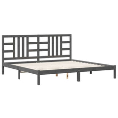 vidaXL Bed Frame without Mattress Grey 200x200 cm Solid Wood 2