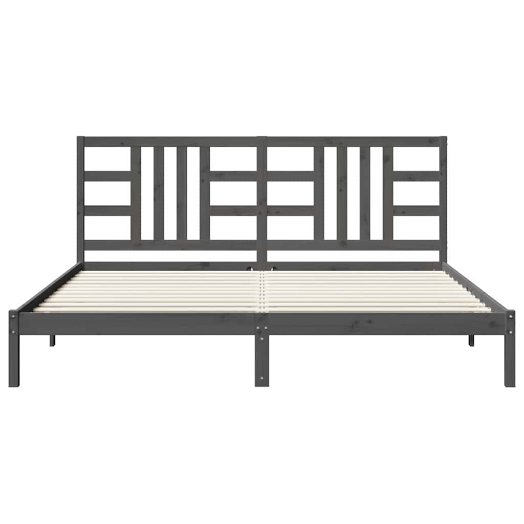 vidaXL Bed Frame without Mattress Grey 200x200 cm Solid Wood 3