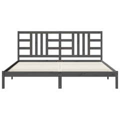 vidaXL Bed Frame without Mattress Grey 200x200 cm Solid Wood 3