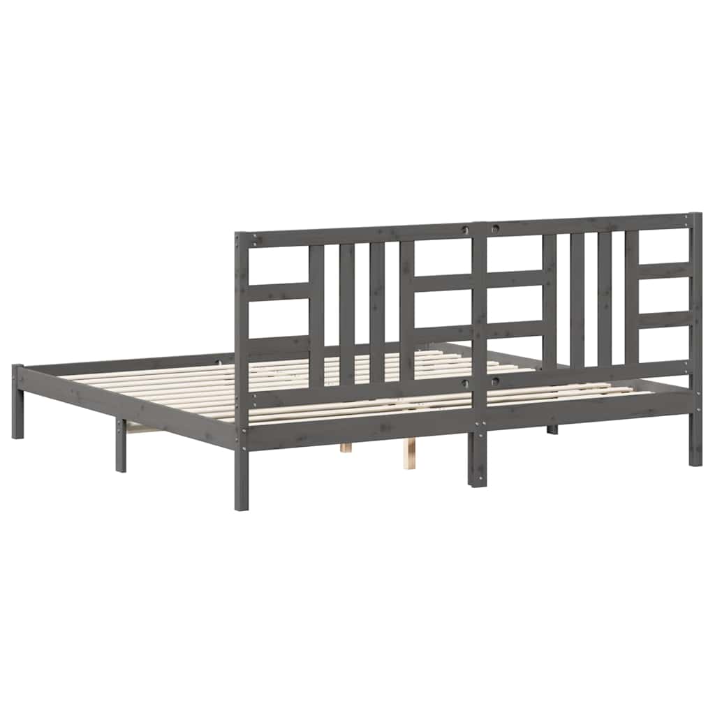 vidaXL Bed Frame without Mattress Grey 200x200 cm Solid Wood 4