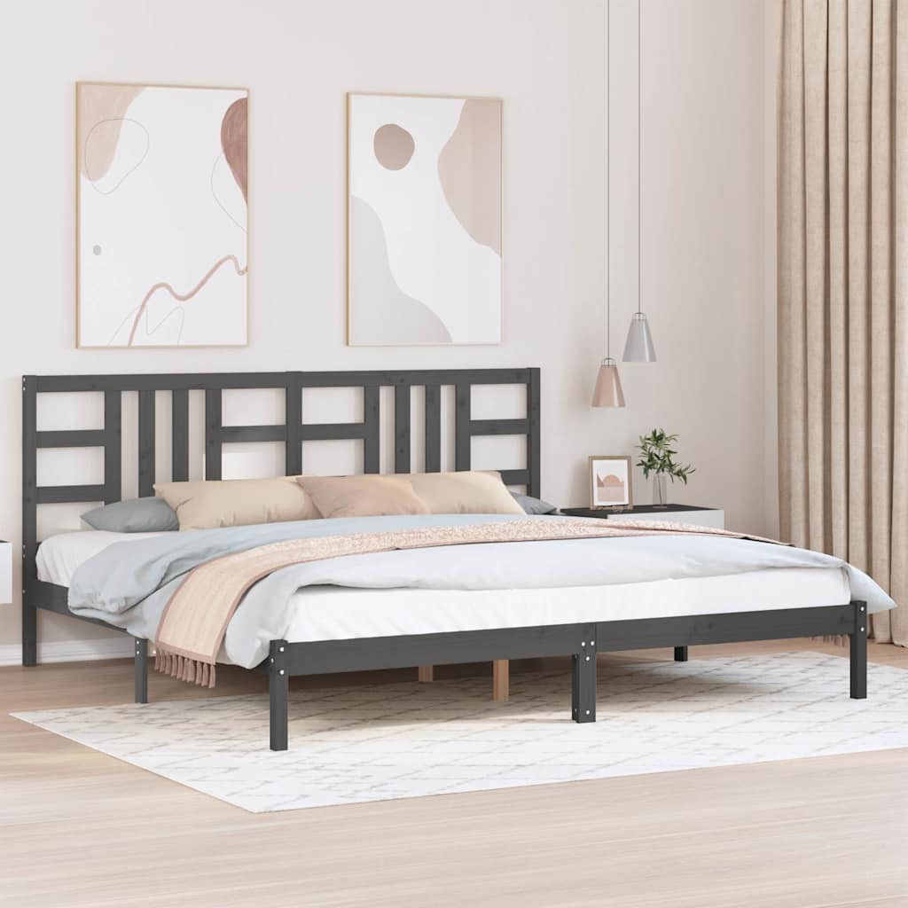 vidaXL Bed Frame without Mattress Grey 200x200 cm Solid Wood 1
