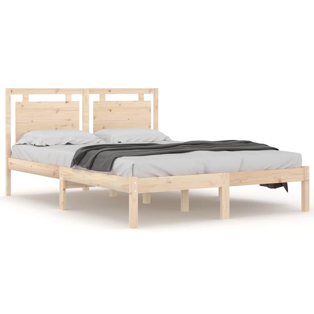 Bed Frame without Mattress Solid Wood Length 200 cm Natural 120 cm