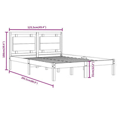 Bed Frame without Mattress Solid Wood Length 200 cm Natural 120 cm